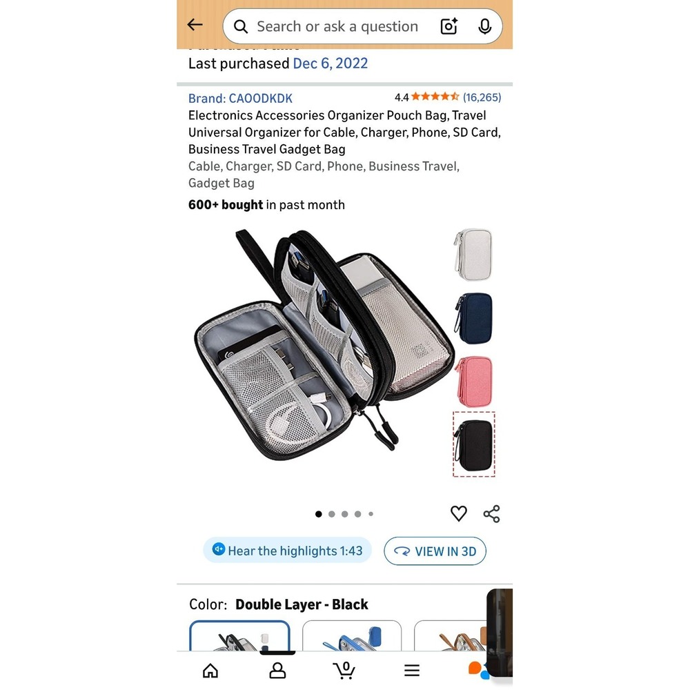 Travel Cord Case Organizer for Electronics Cables, Accessories, Phones, Tablet